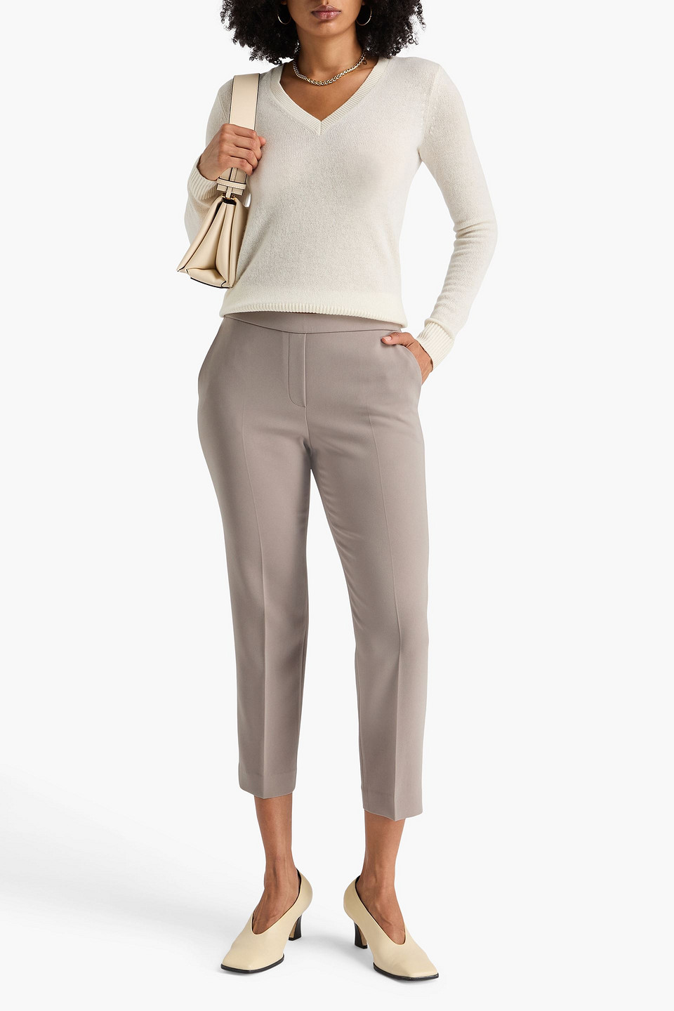  Theory - Treeca Cropped Crepe Tapered Pants - Neutral - Us 0 