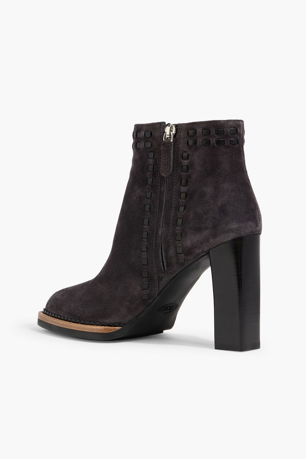 TOD'S Leather-trimmed suede ankle boots