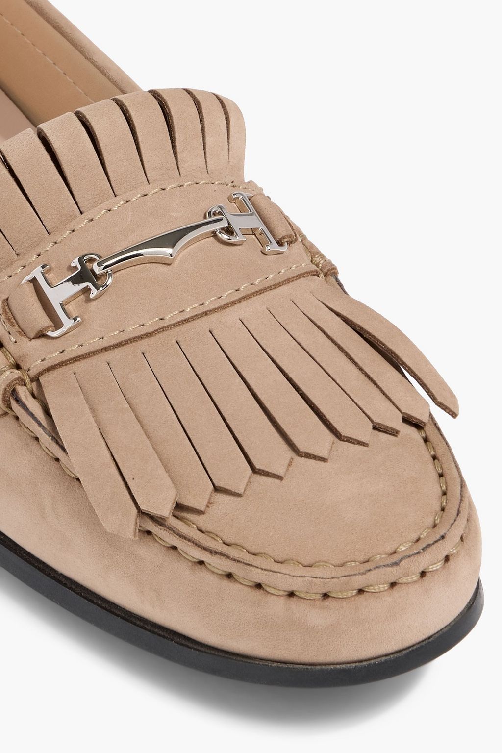 TOD'S City Gommino embellished fringed suede loafers
