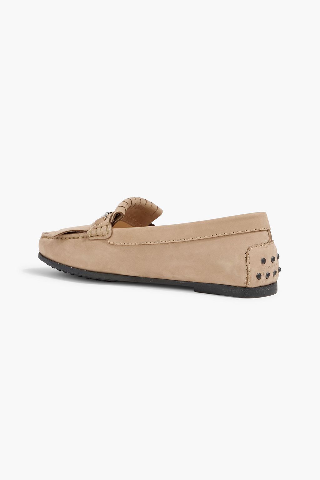 TOD'S City Gommino embellished fringed suede loafers