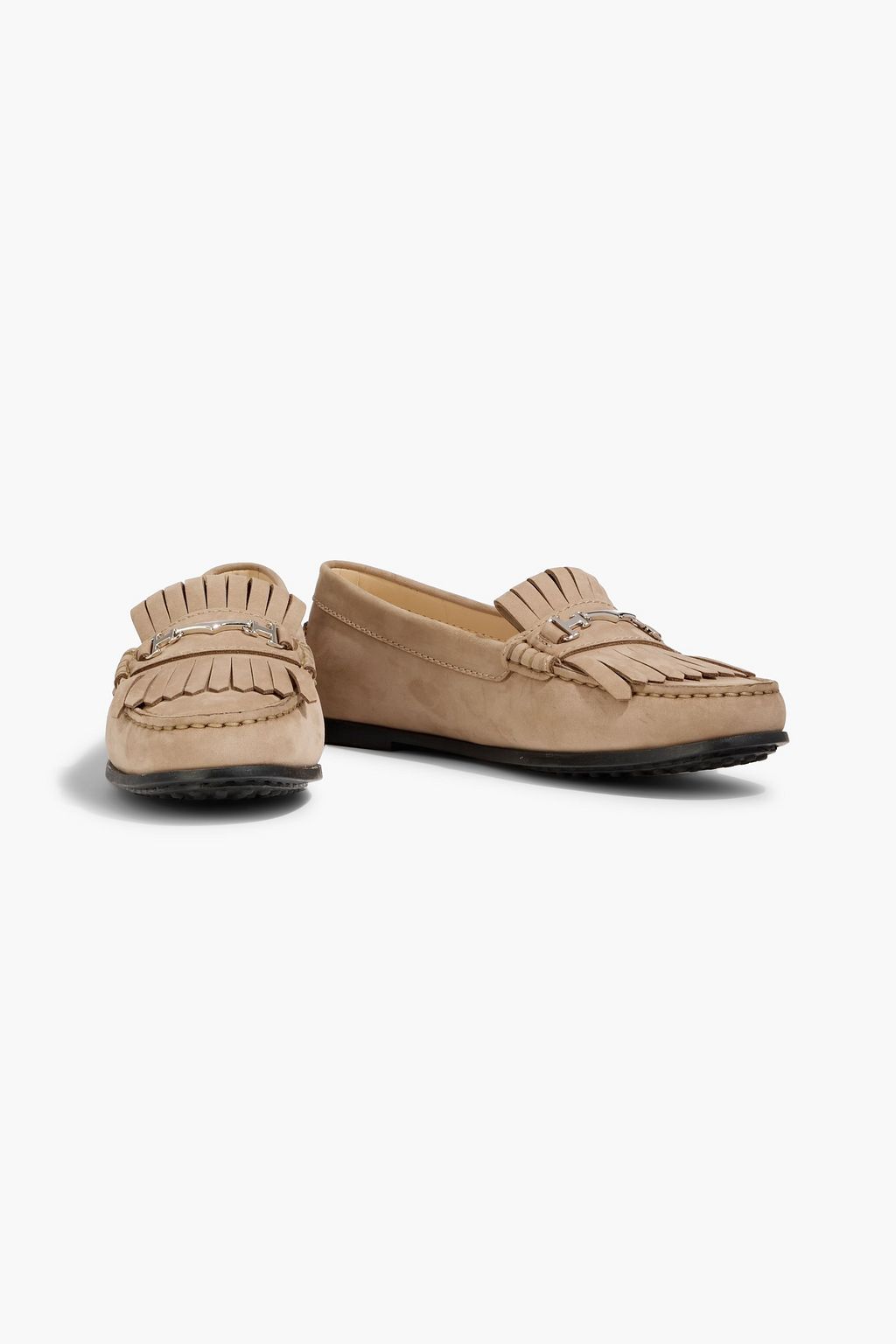 TOD'S City Gommino embellished fringed suede loafers
