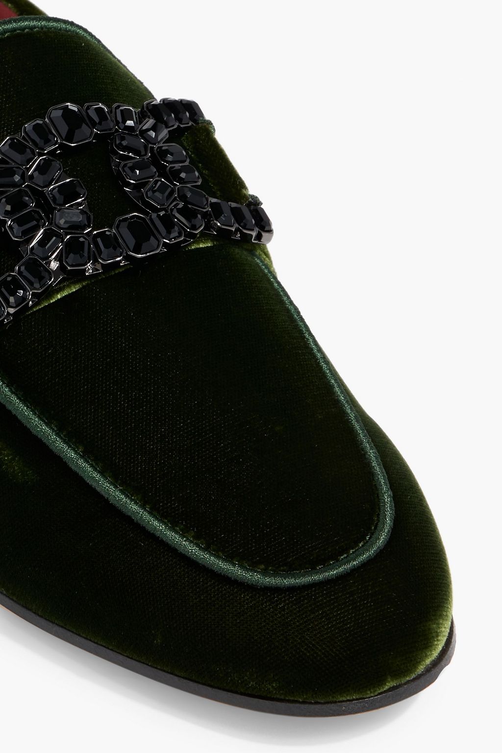 TOD'S Crystal-embellished velvet loafers