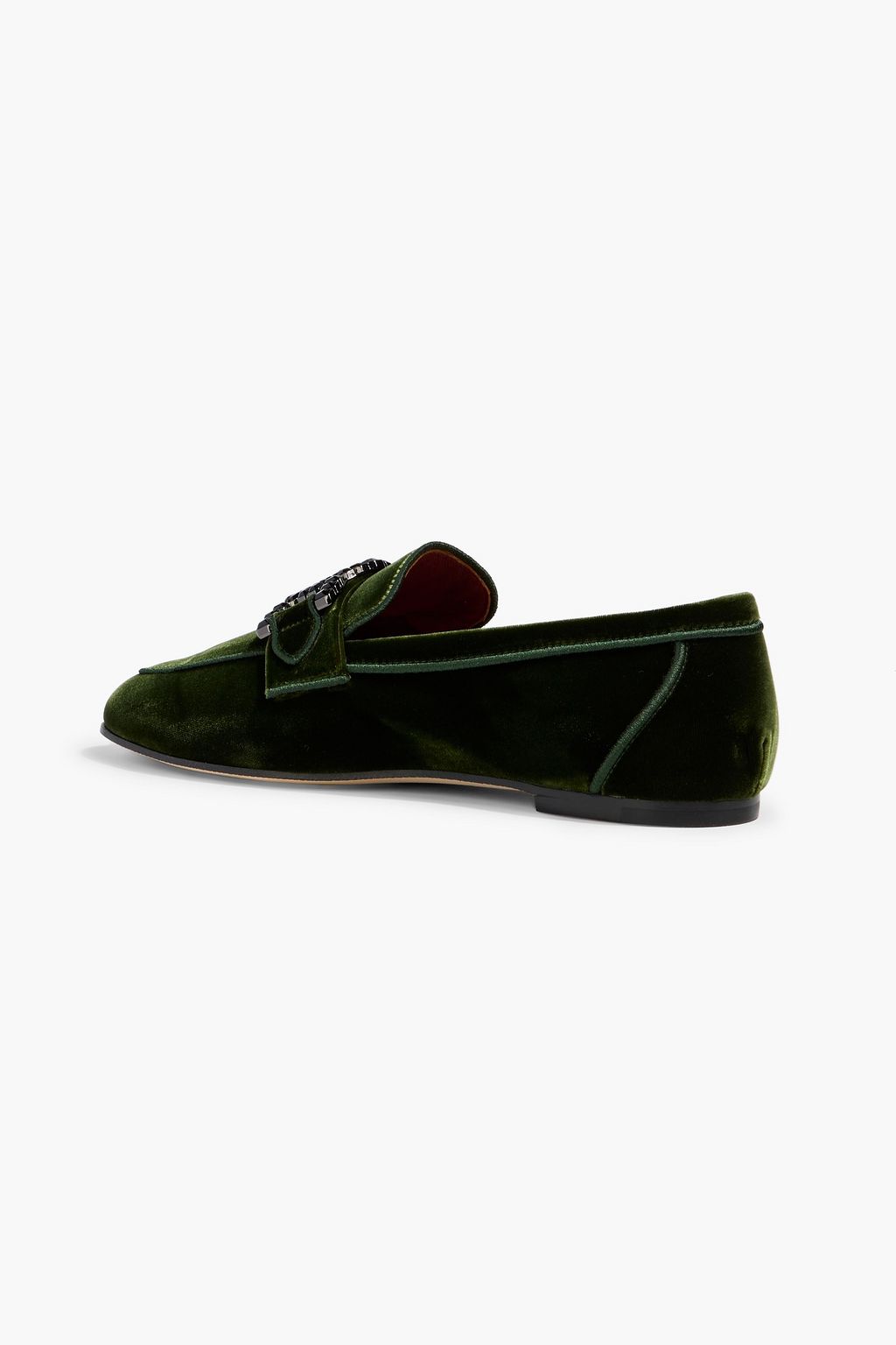 TOD'S Crystal-embellished velvet loafers