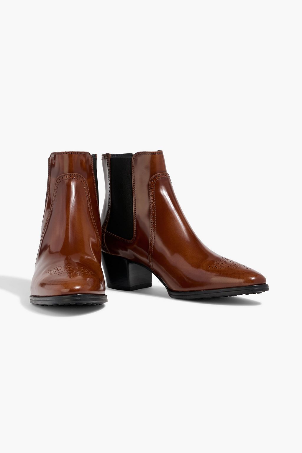 TOD'S Laser-cut glossed-leather Chelsea boots