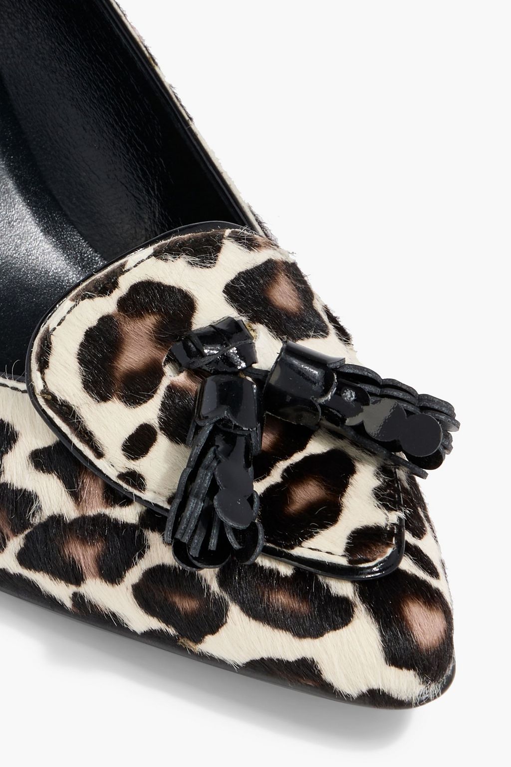TOD'S Tasseled leopard-print calf hair pumps