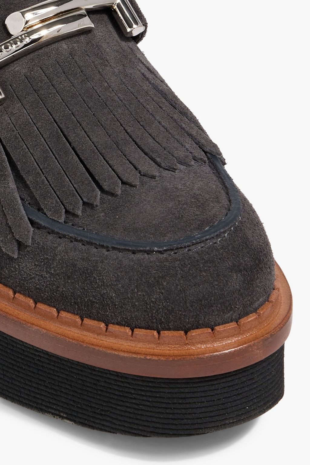 TOD'S Double T fringed suede platform brogues