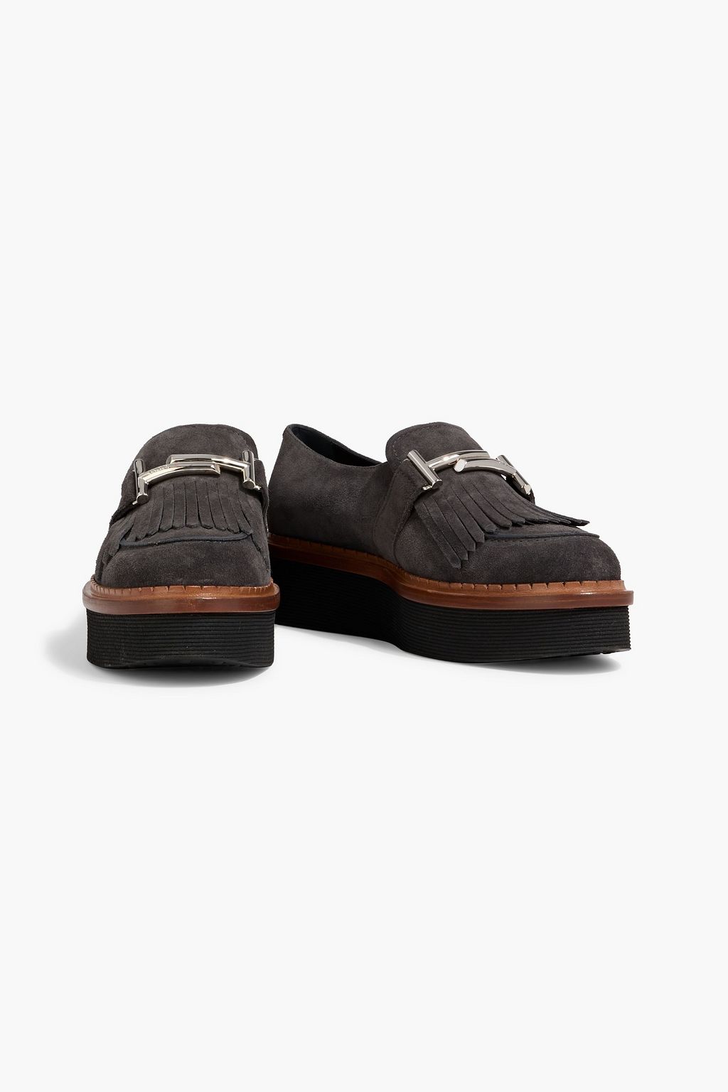 TOD'S Double T fringed suede platform brogues