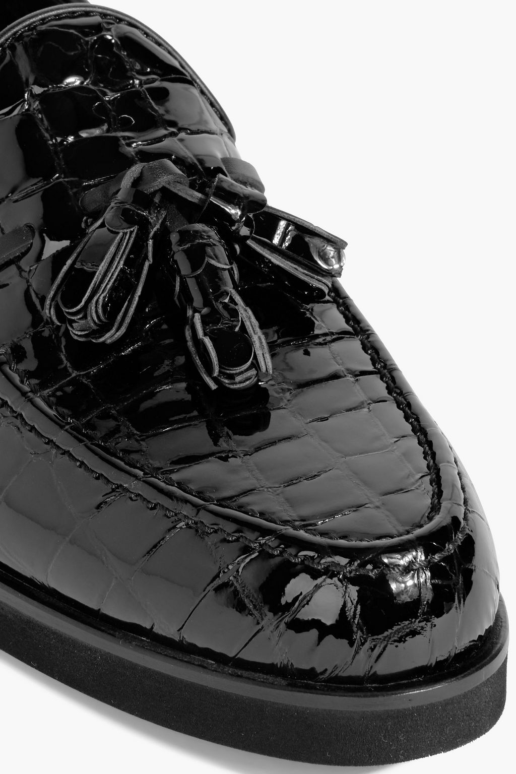 TOD'S Tasseled croc-effect leather loafers