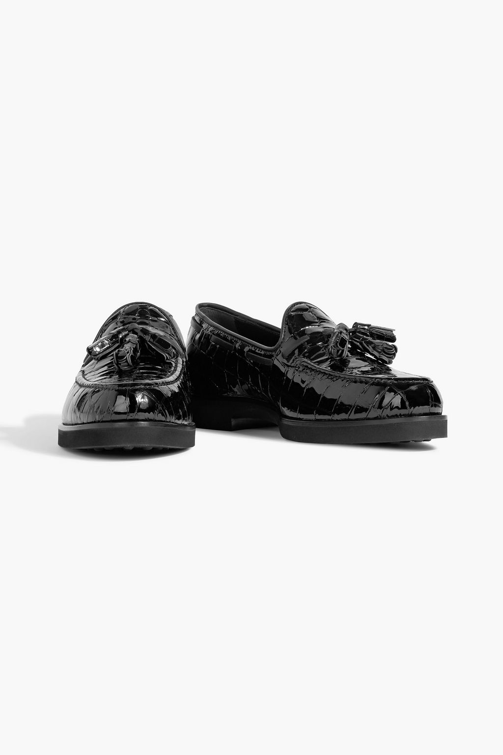 TOD'S Tasseled croc-effect leather loafers