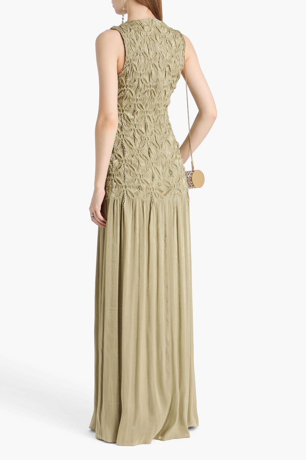 COSTARELLOS Smocked georgette gown