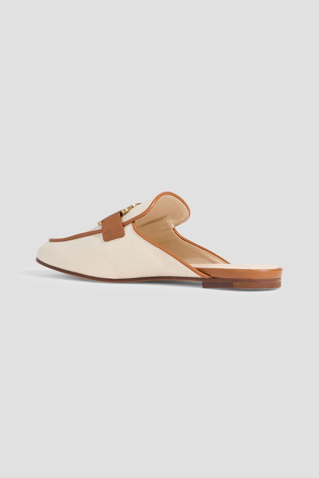 TOD'S Embellished leather-trimmed canvas slippers