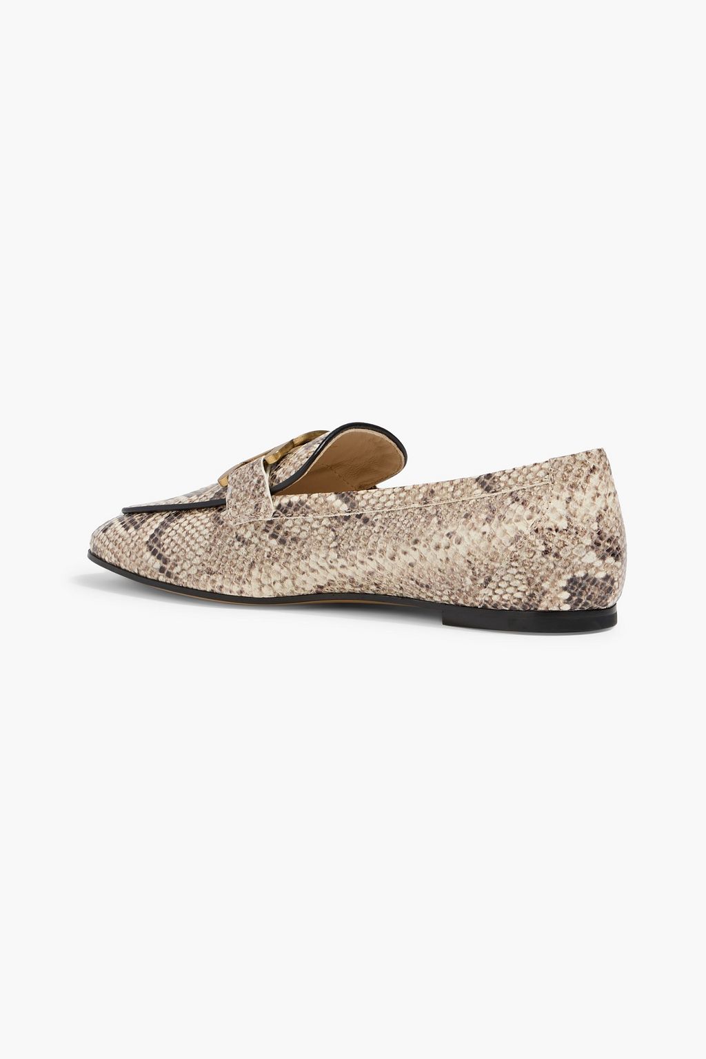 TOD'S Embellished snake-effect leather loafers