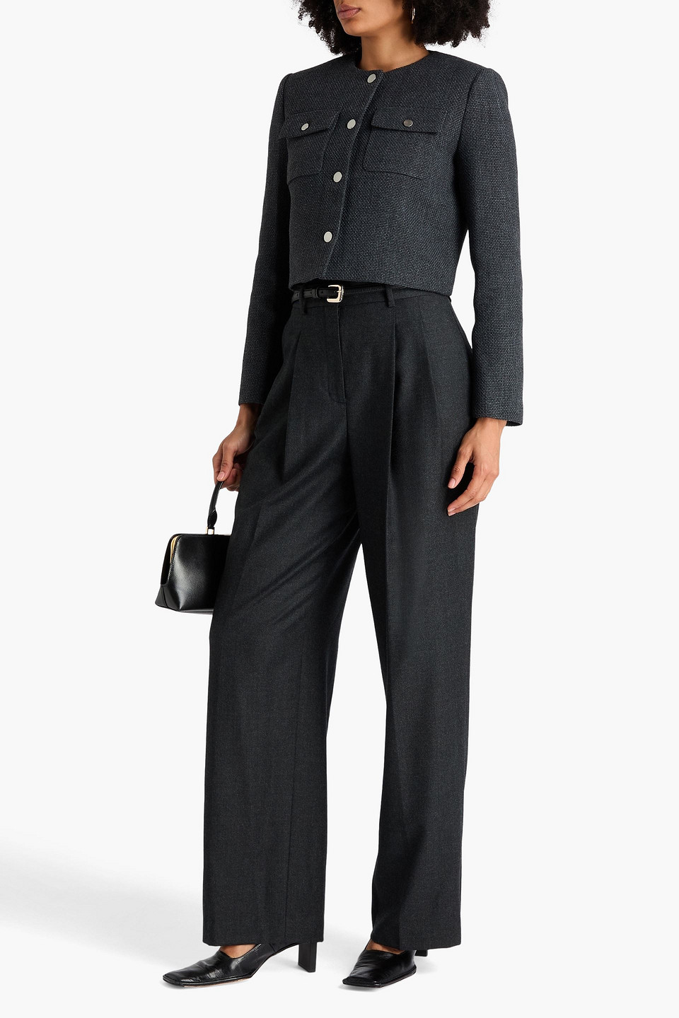 Theory - Cropped Tweed Jacket - Gray - Us 12 