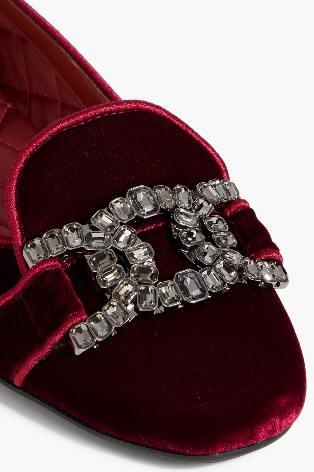 TOD'S Crystal-embellished velvet ballet flats