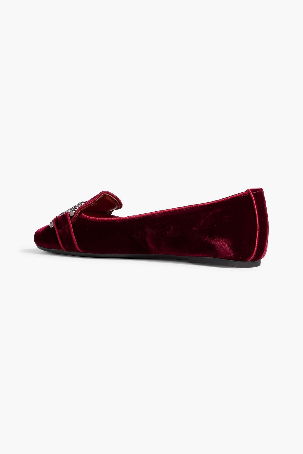 TOD'S Crystal-embellished velvet ballet flats
