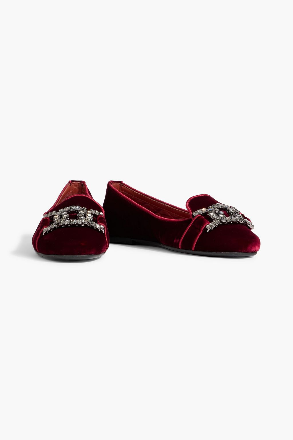 TOD'S Crystal-embellished velvet ballet flats