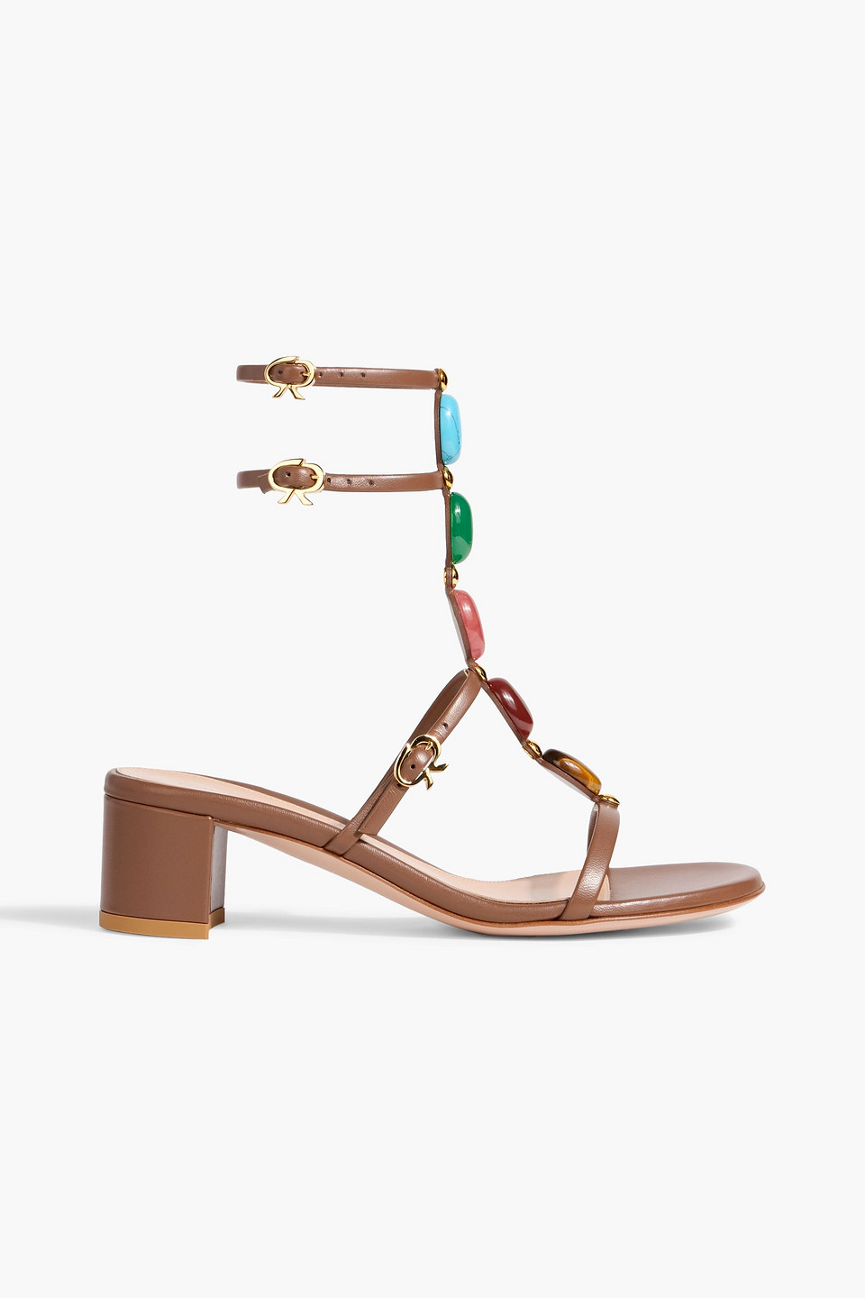 Gianvito Rossi Embellished Leather Sandals In Brown