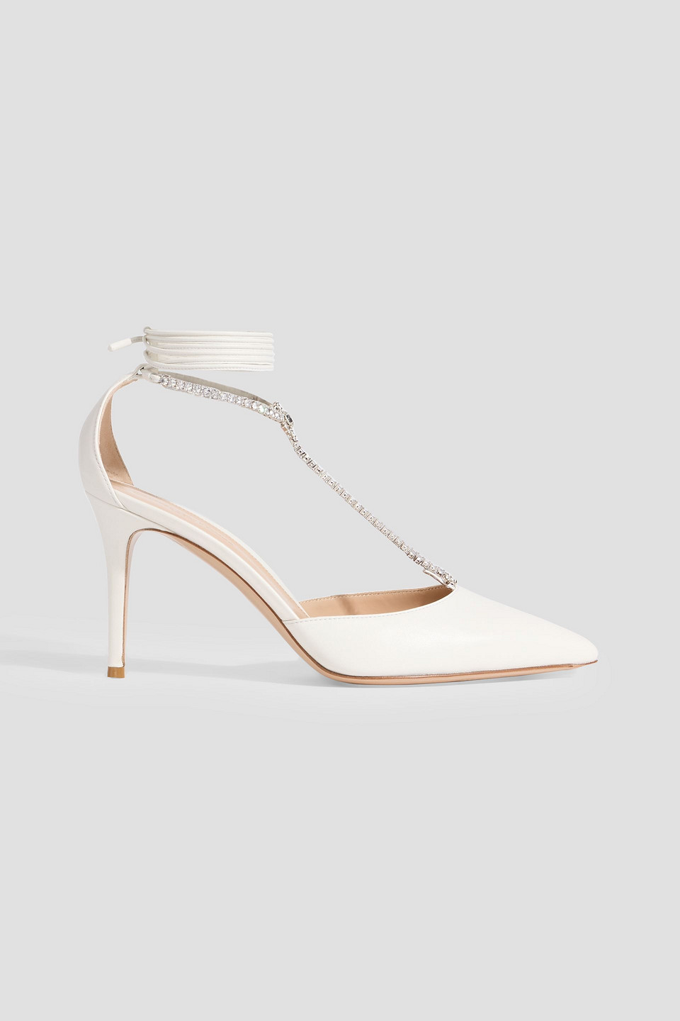 Gianvito Rossi Brilliant 85 Crystal-embellished Leather Pumps In White