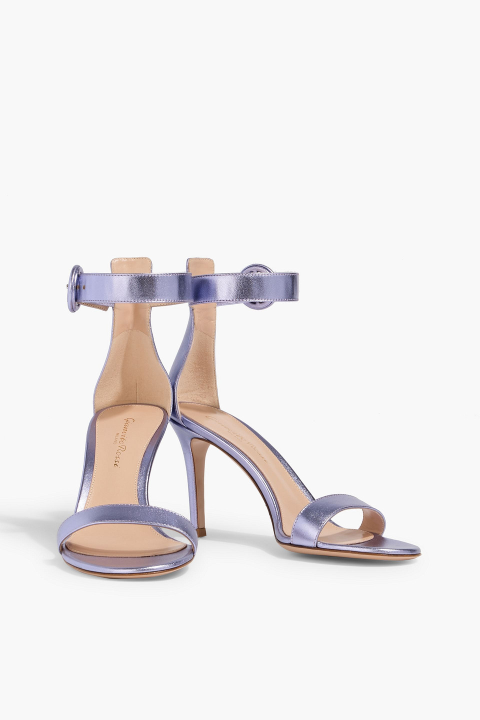 Gianvito Rossi Portofino 85 Metallic Leather Sandals In Purple