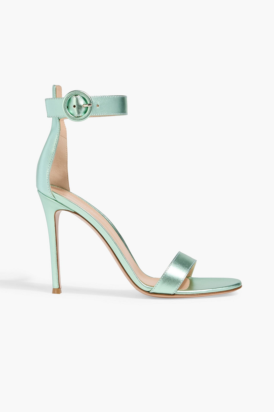 Gianvito Rossi Portofino 105 Metallic Leather Sandals In Green