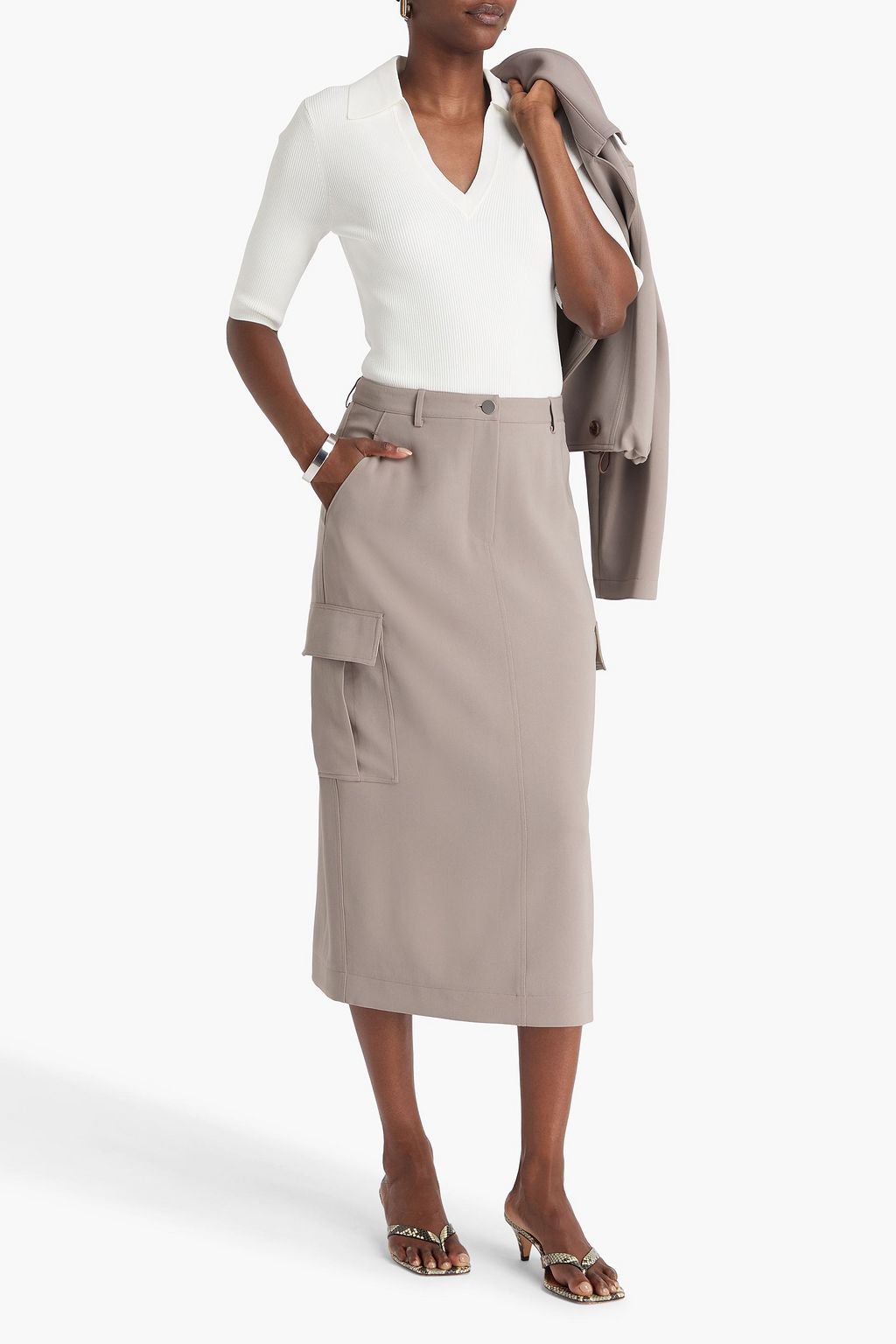 THEORY Crepe midi skirt