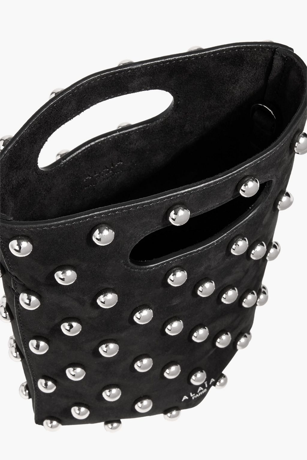 ALAÏA Folded small studded suede tote