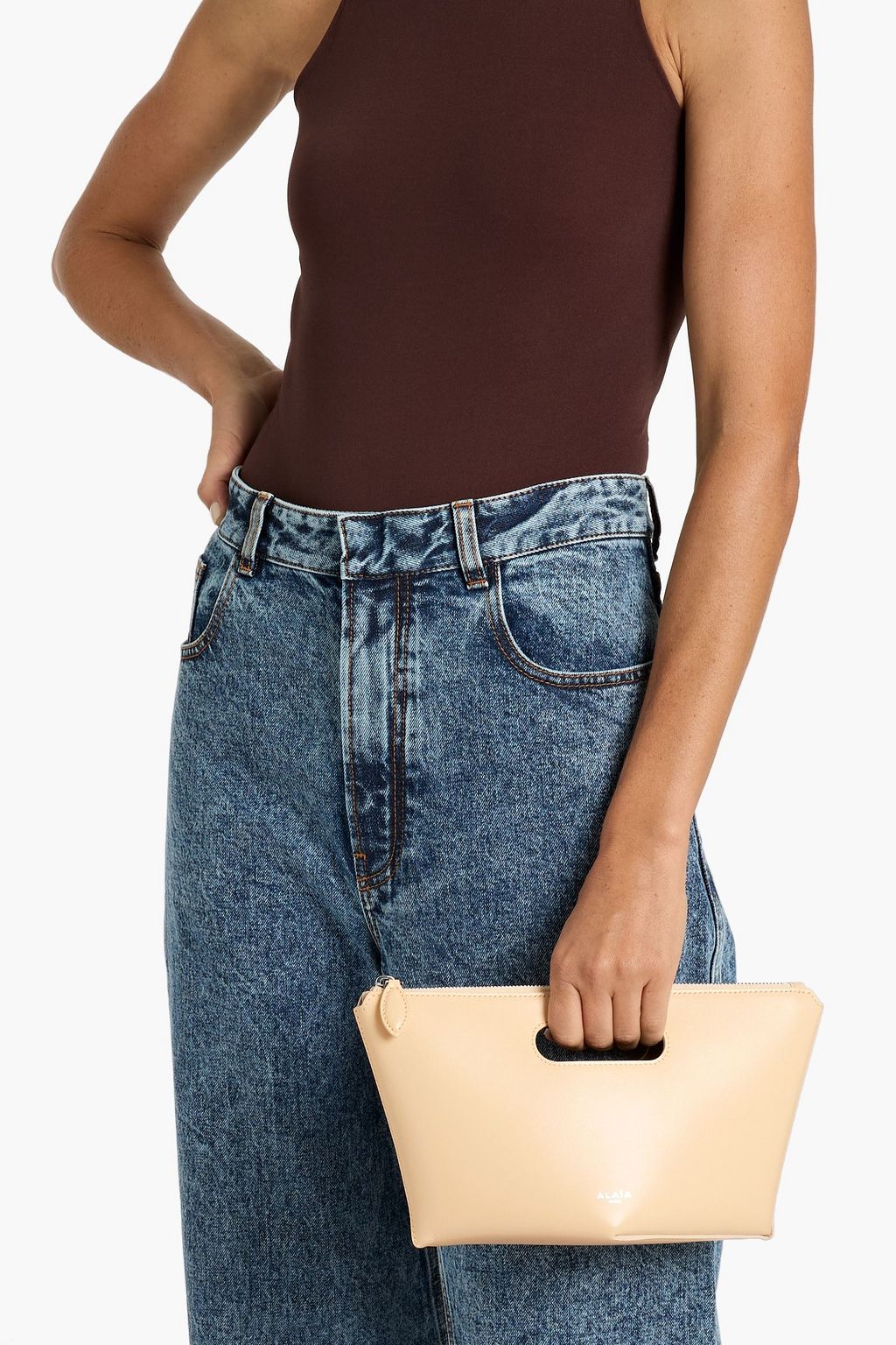 ALAÏA Folded leather clutch