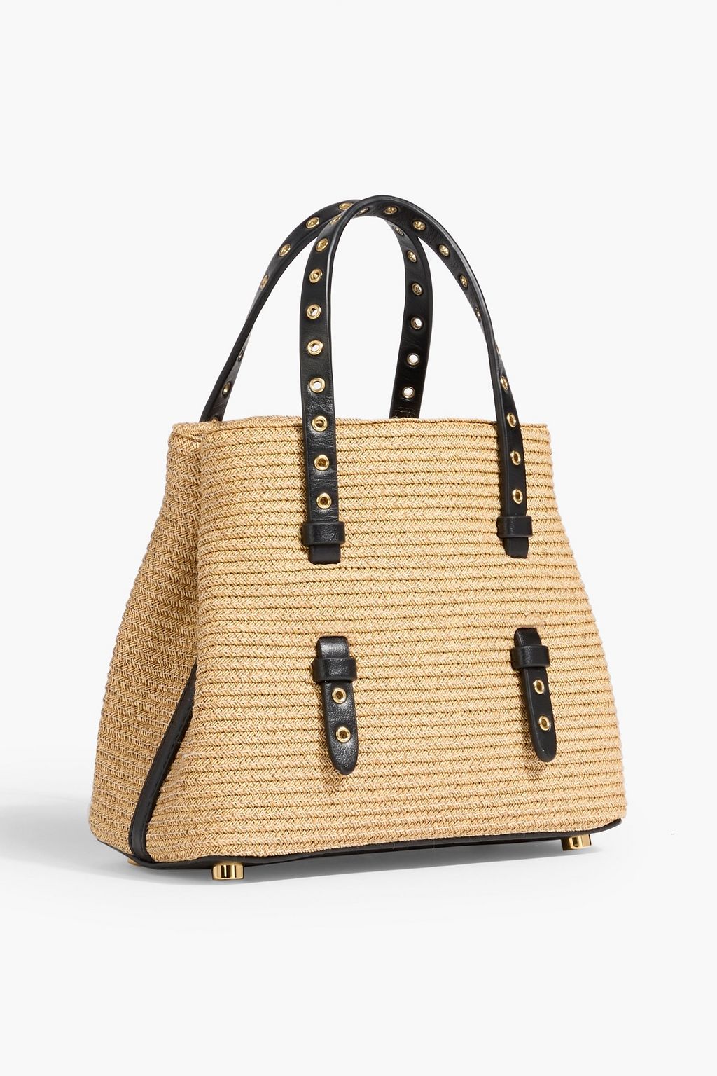 ALAÏA Mina 25 leather-trimmed straw tote