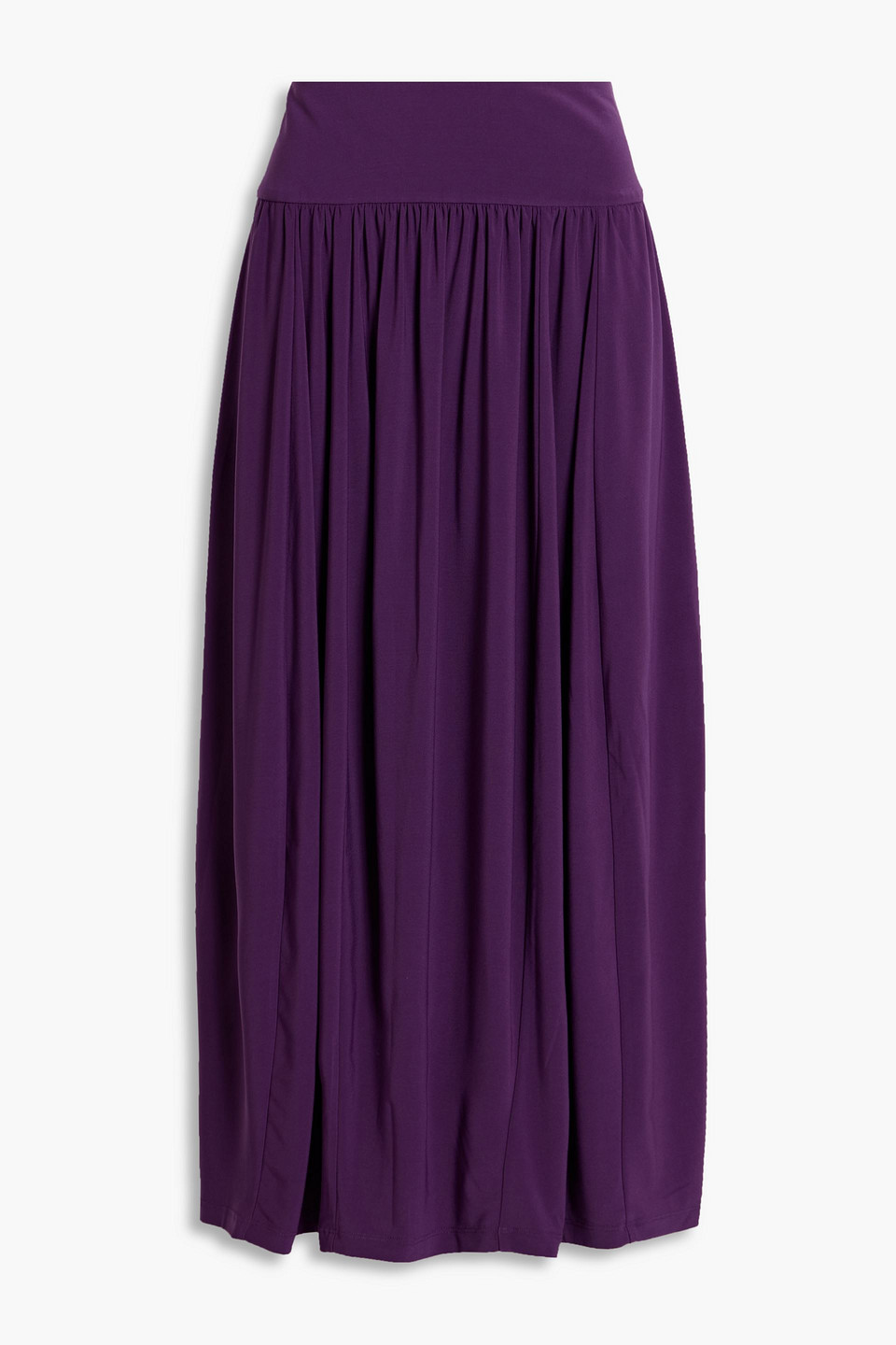 Tibi Gathered Jersey Midi Skirt In Purple
