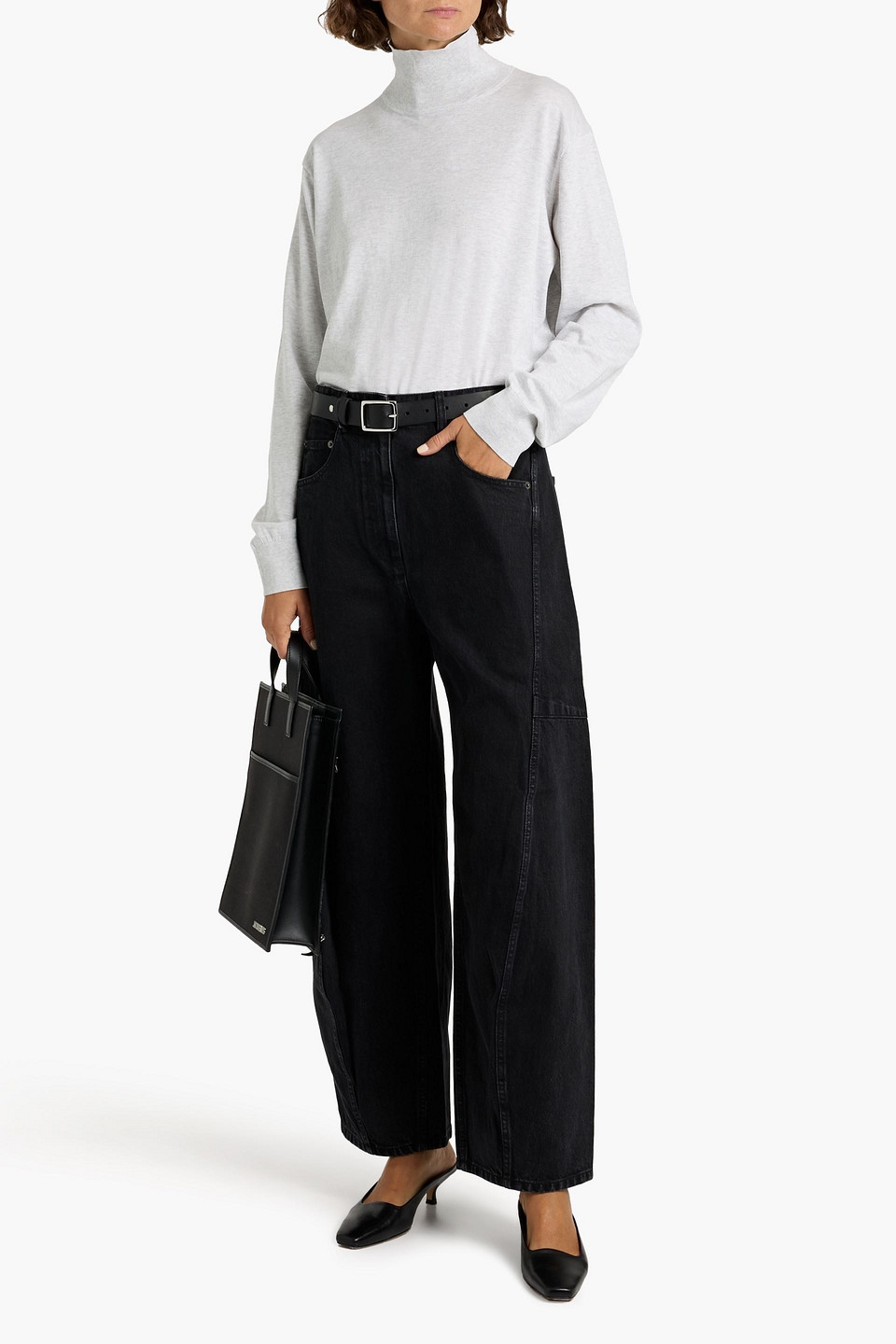 Tibi Rollkragenpullover Aus Baumwolle In Gray