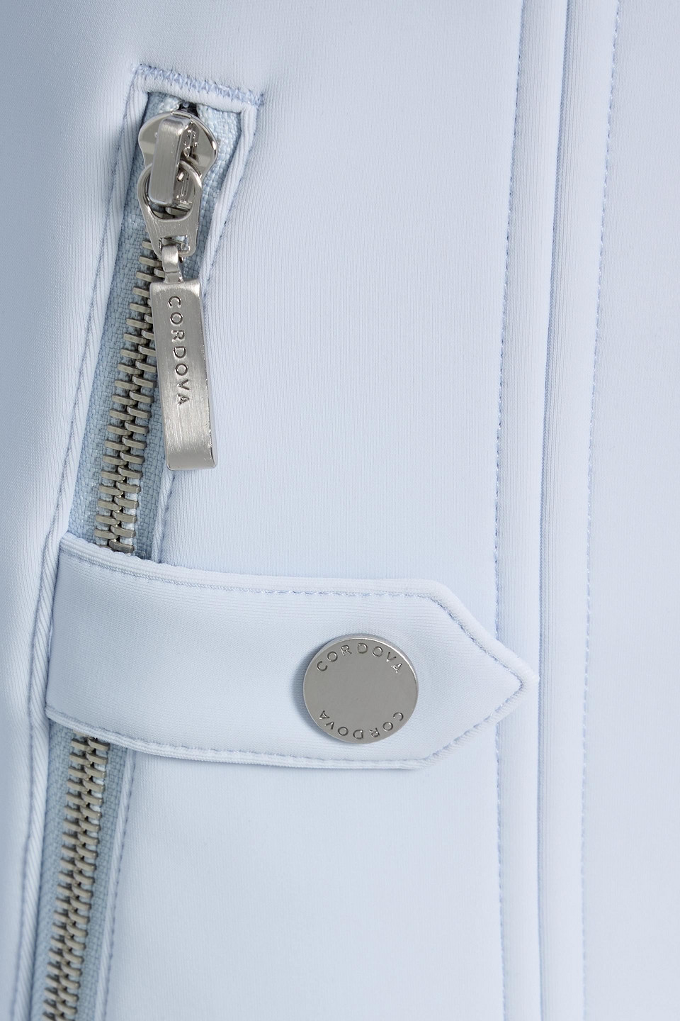 Cordova Ajax Belted Quilted Hooded Down Ski Suit In Blue