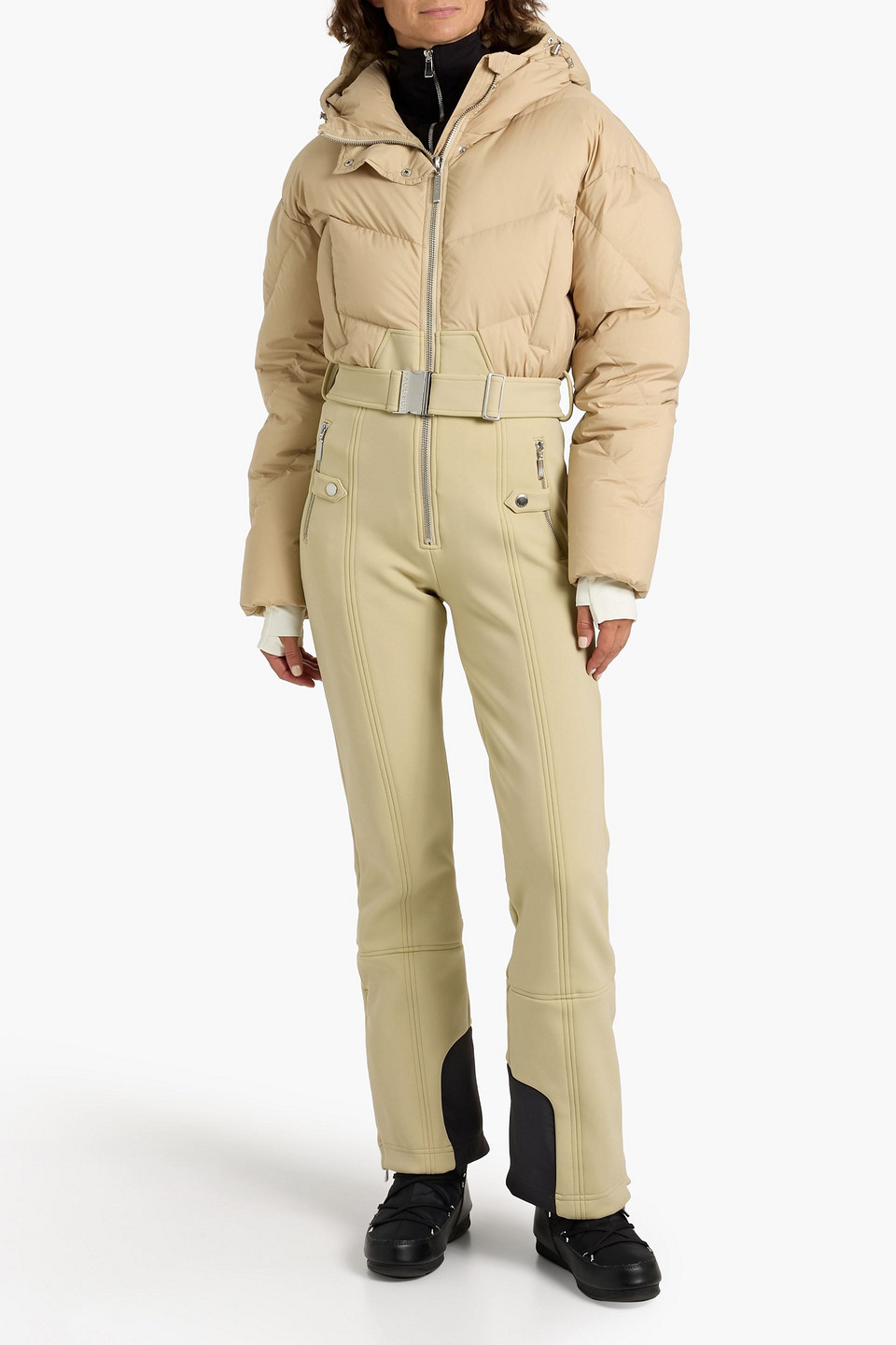 Cordova Ajax Quilted And Stretch-shell Down Ski Suit In Neutral