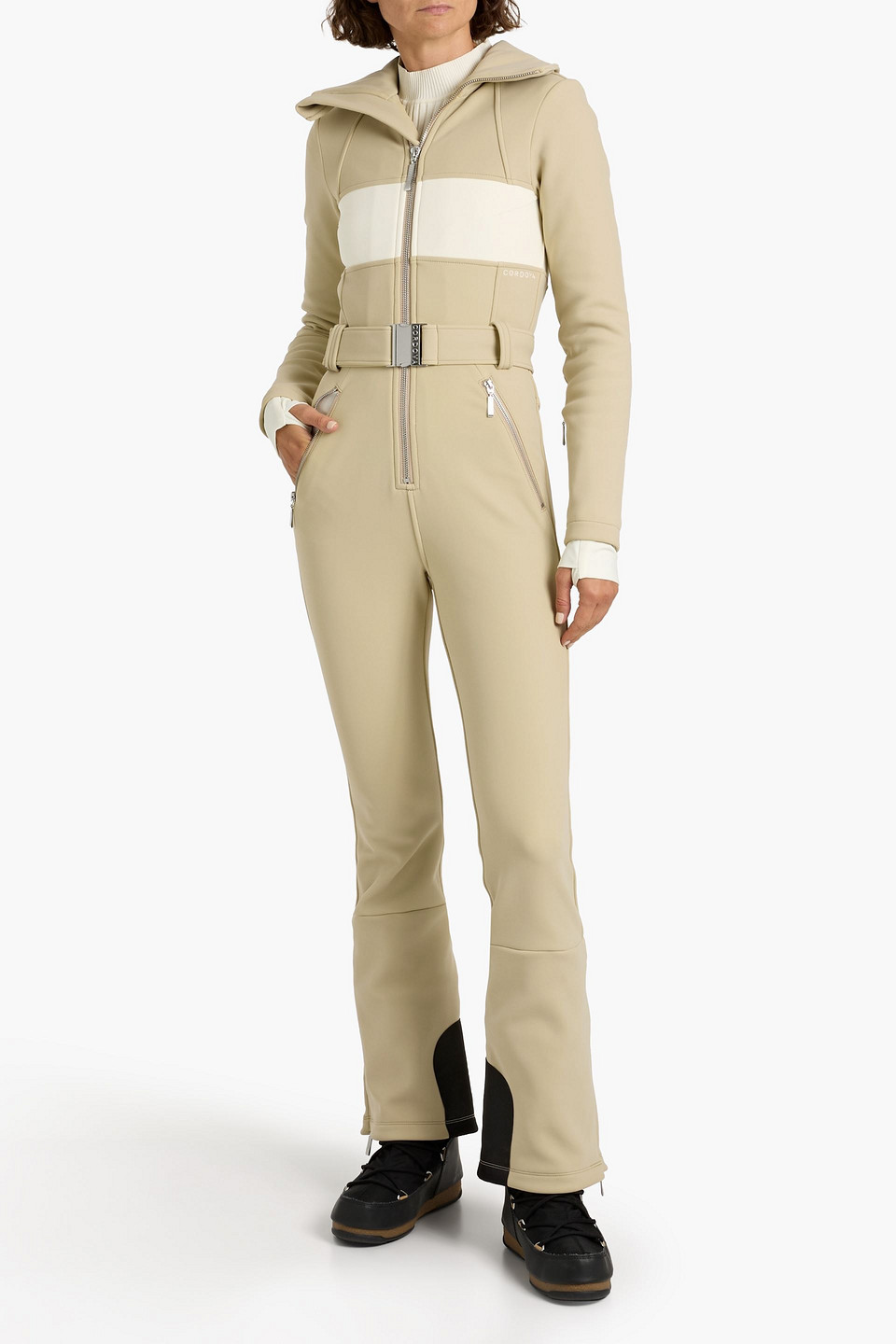 Cordova Fora Belted Stretch-shell Ski Suit In Green