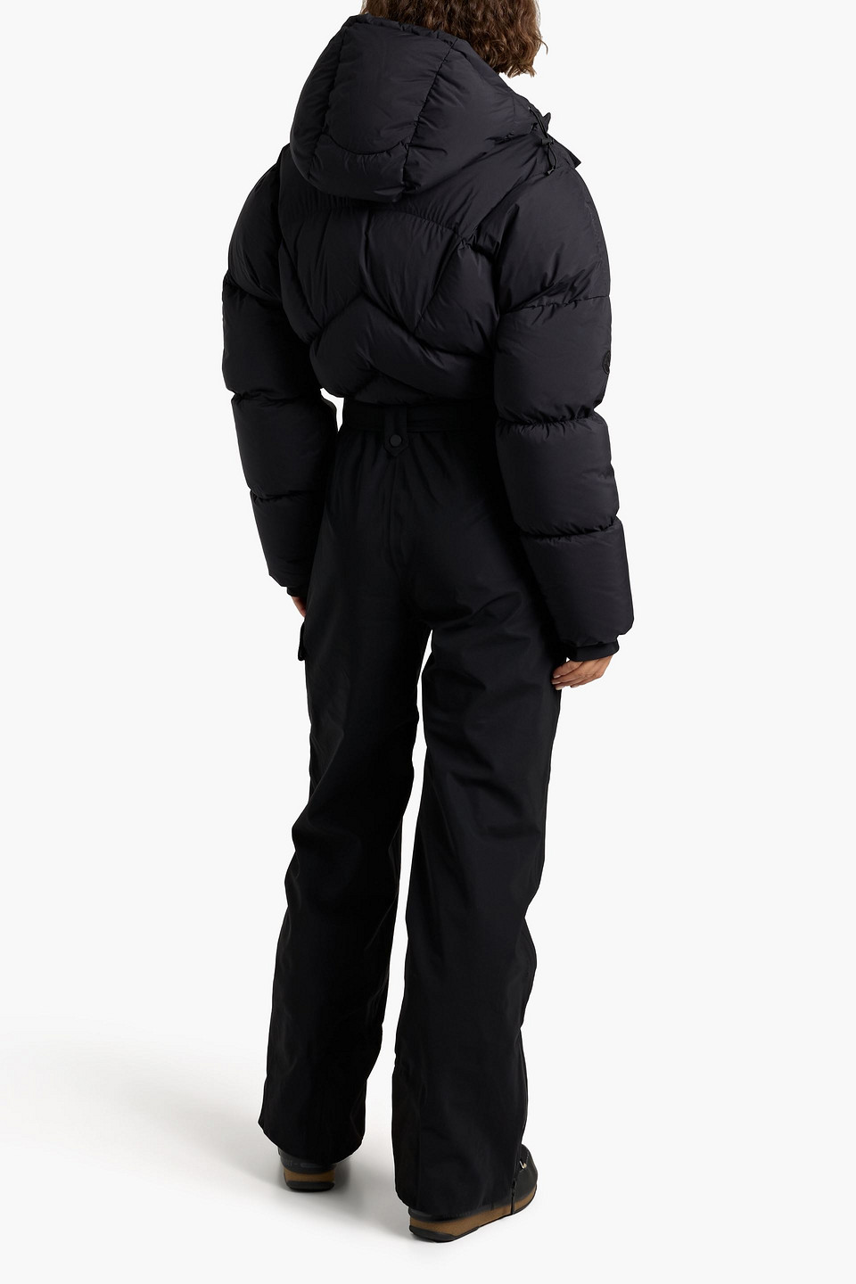 Cordova 3l Down Sommet Quilted Hooded Down Ski Suit In Black