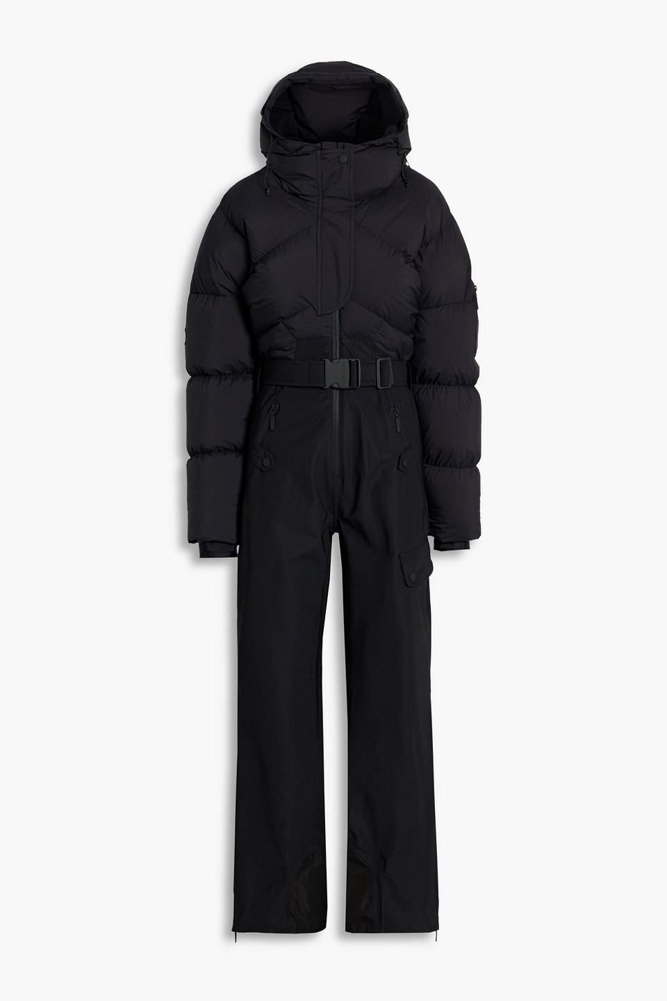 Cordova 3l Down Sommet Quilted Hooded Down Ski Suit In Black