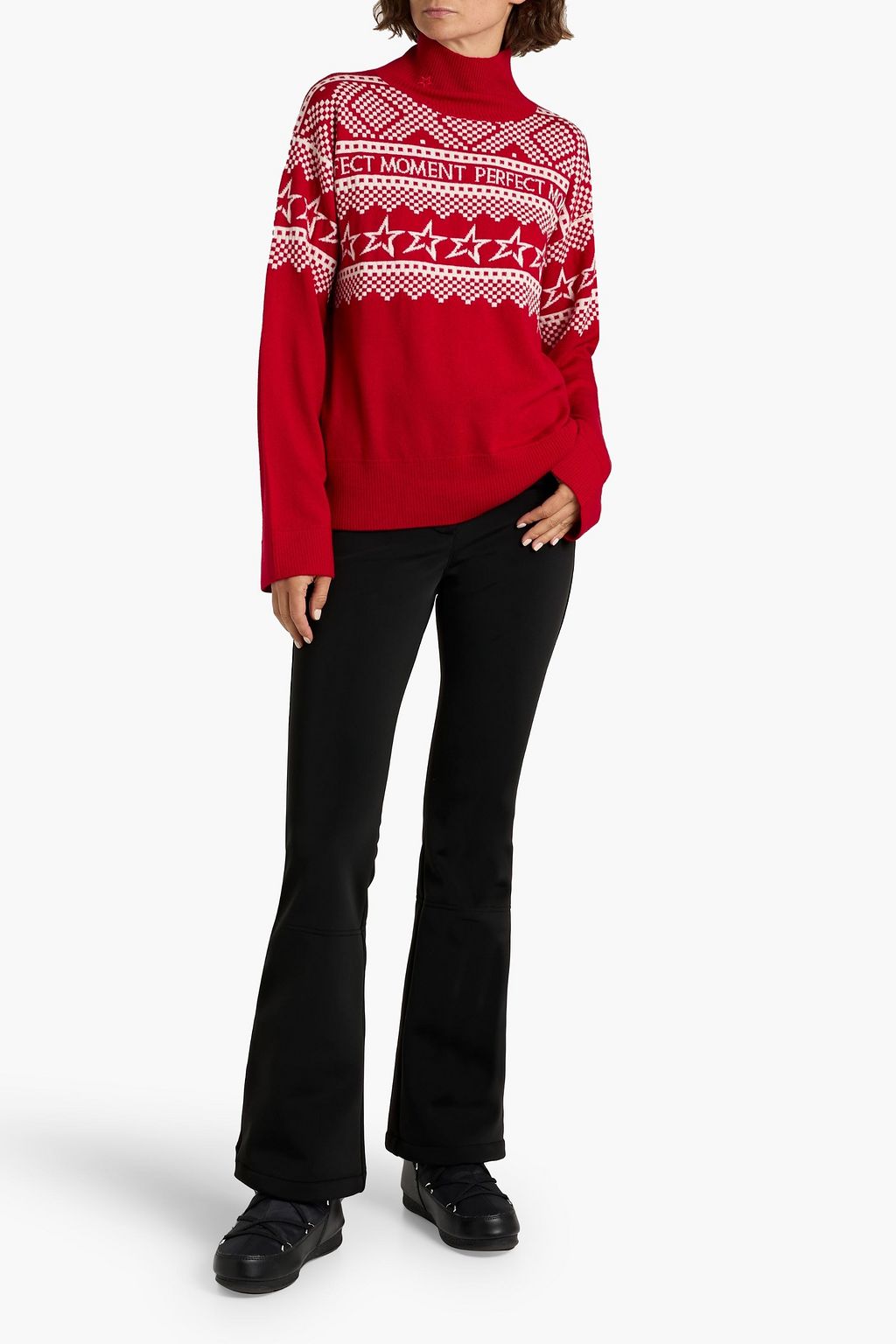 PERFECT MOMENT Intarsia merino wool turtleneck sweater