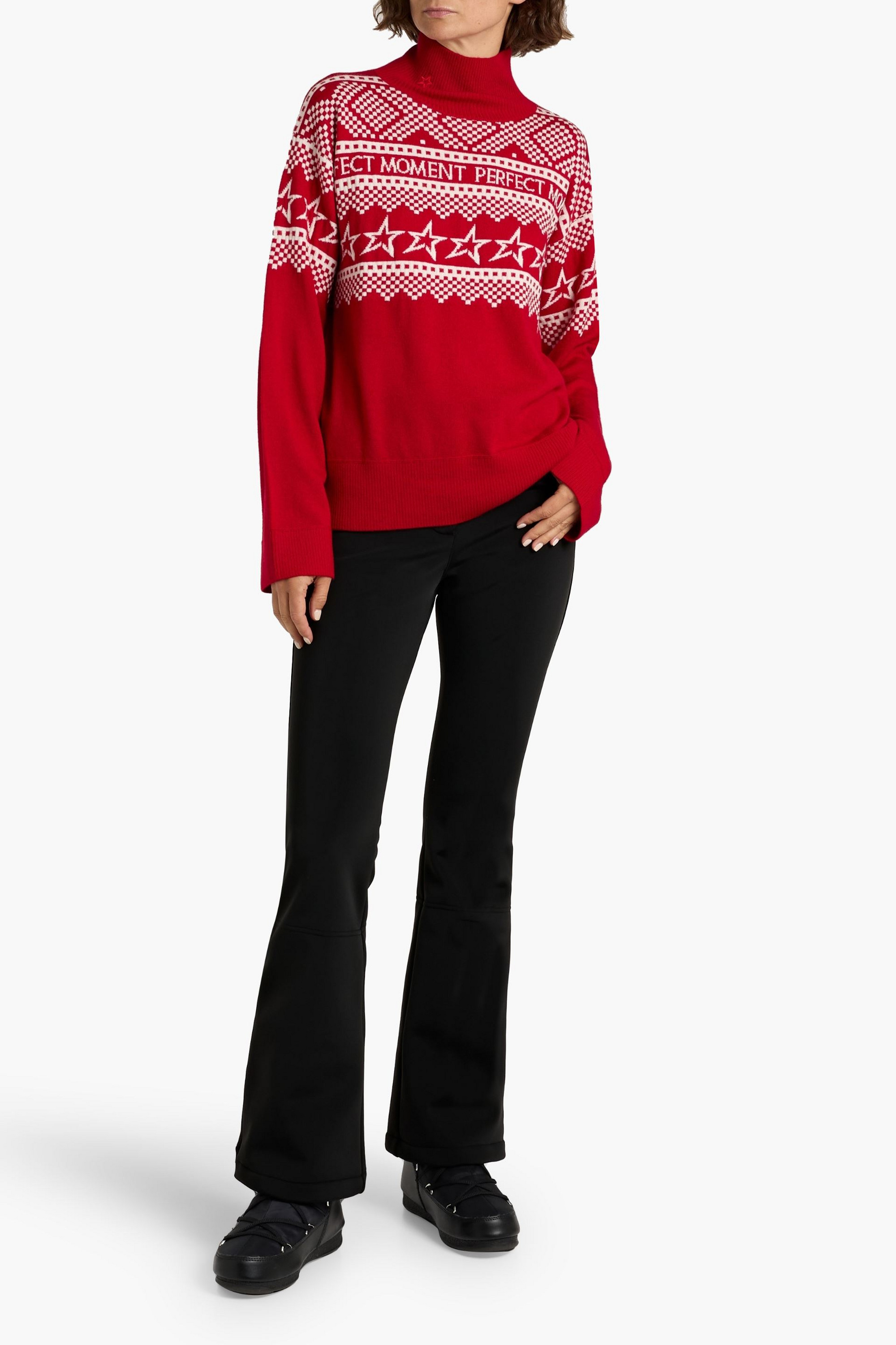 PERFECT MOMENT Intarsia merino wool turtleneck sweater