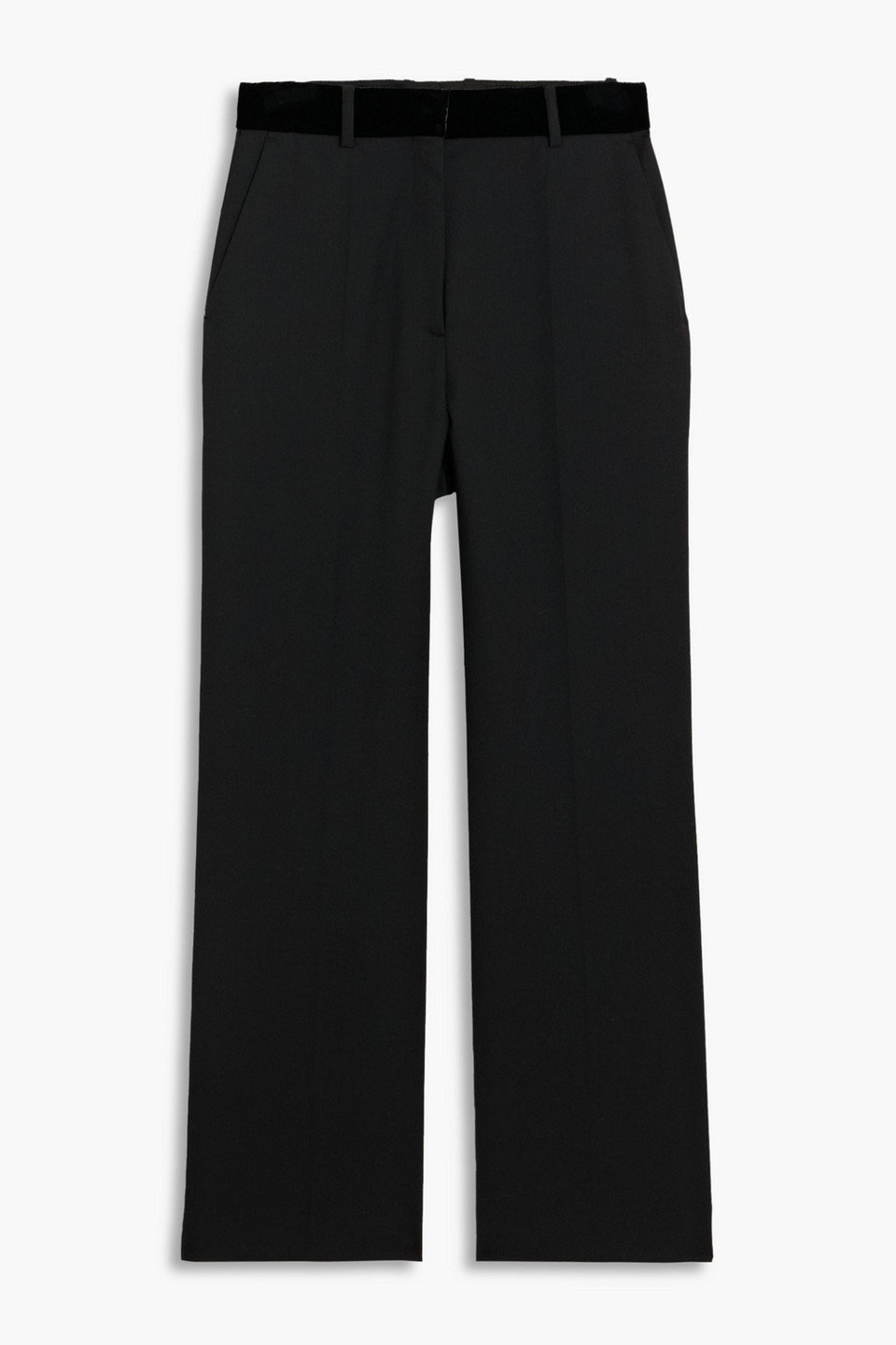Sandro Velvet-trimmed Twill Straight-leg Pants In Black