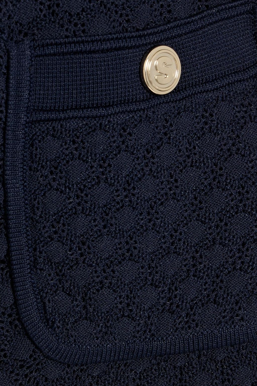 SANDRO Cropped pointelle-knit cardigan