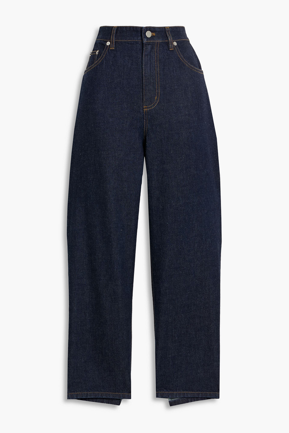 Tibi Spring Denim Slouchy Cropped Cargo Jeans In Blue