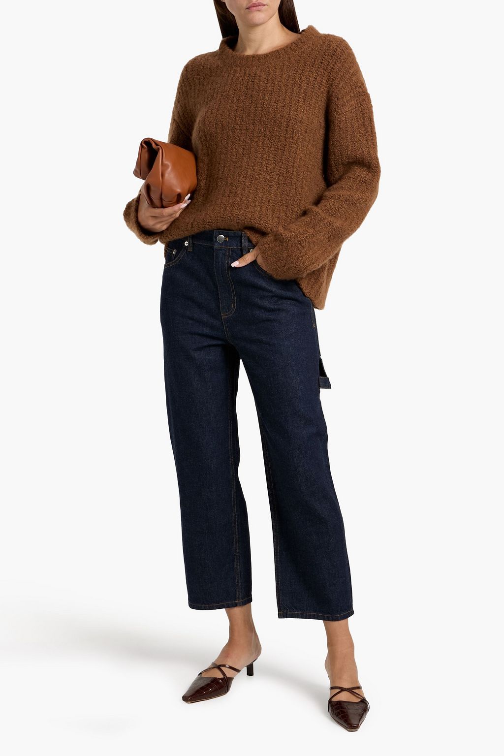 TIBI Spring Denim Slouchy cropped cargo jeans