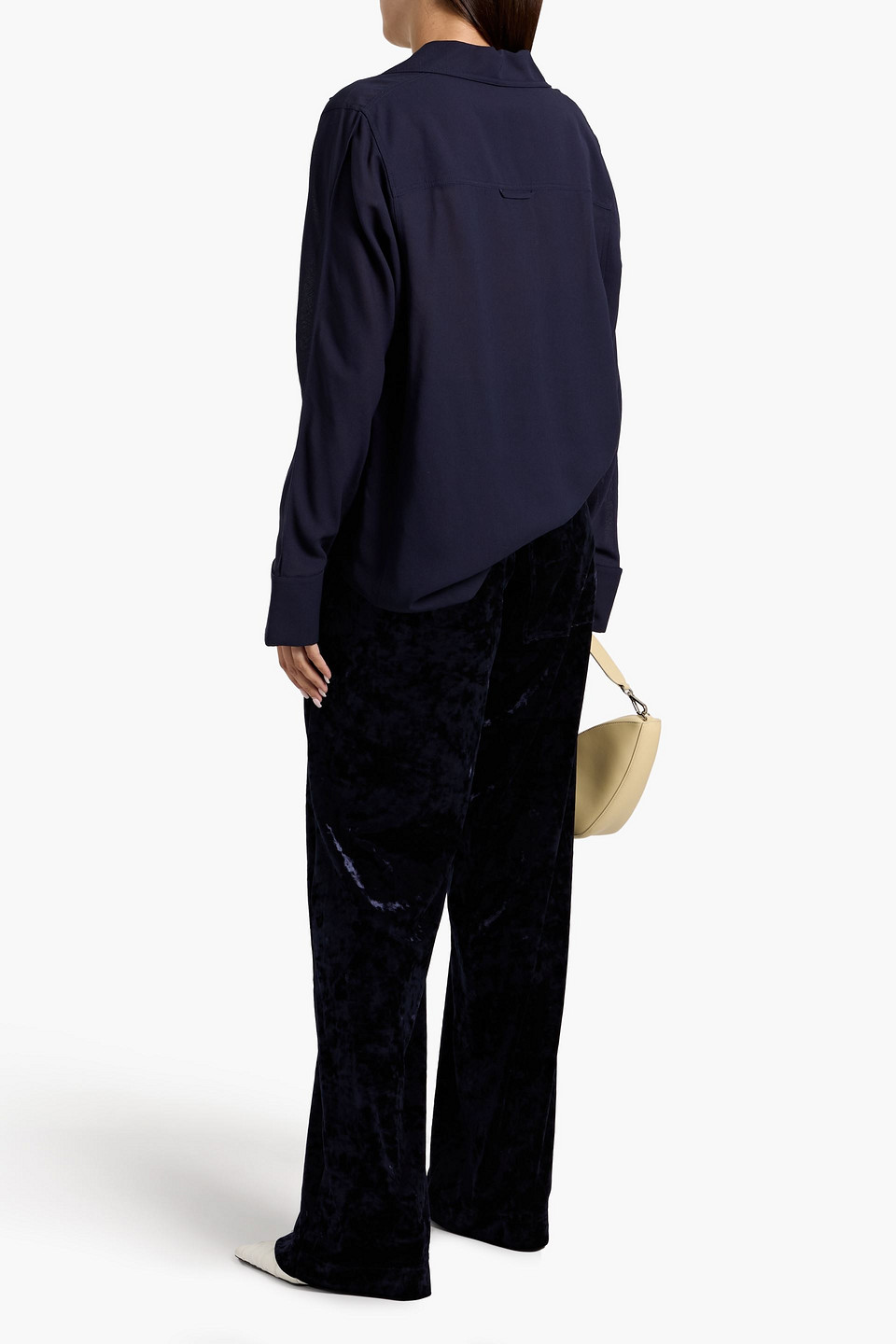 Tibi Stretch-velvet Wide-leg Pants In Black