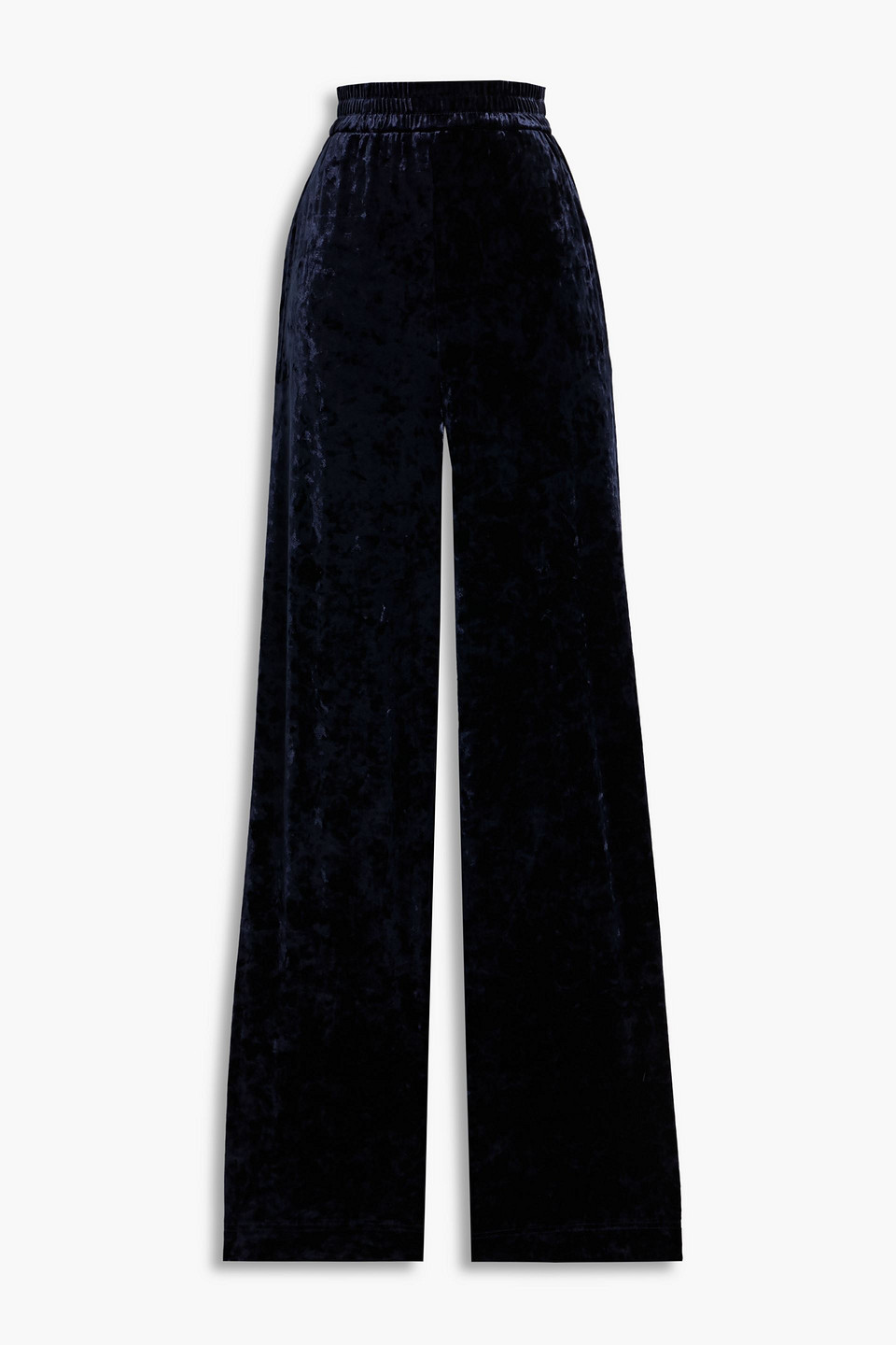 Tibi Stretch-velvet Wide-leg Pants In Black