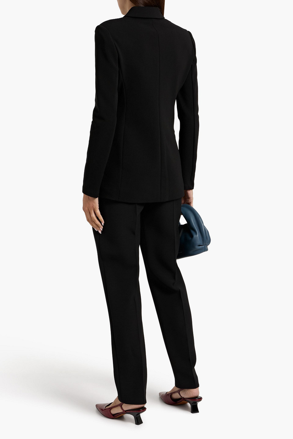 Tibi Wren Double-breasted Crepe Blazer In Black