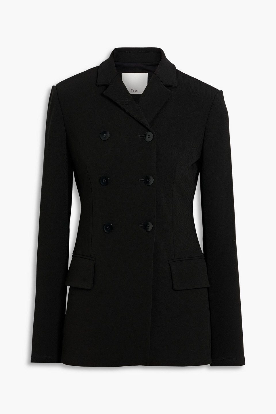 Tibi Wren Double-breasted Crepe Blazer In Black