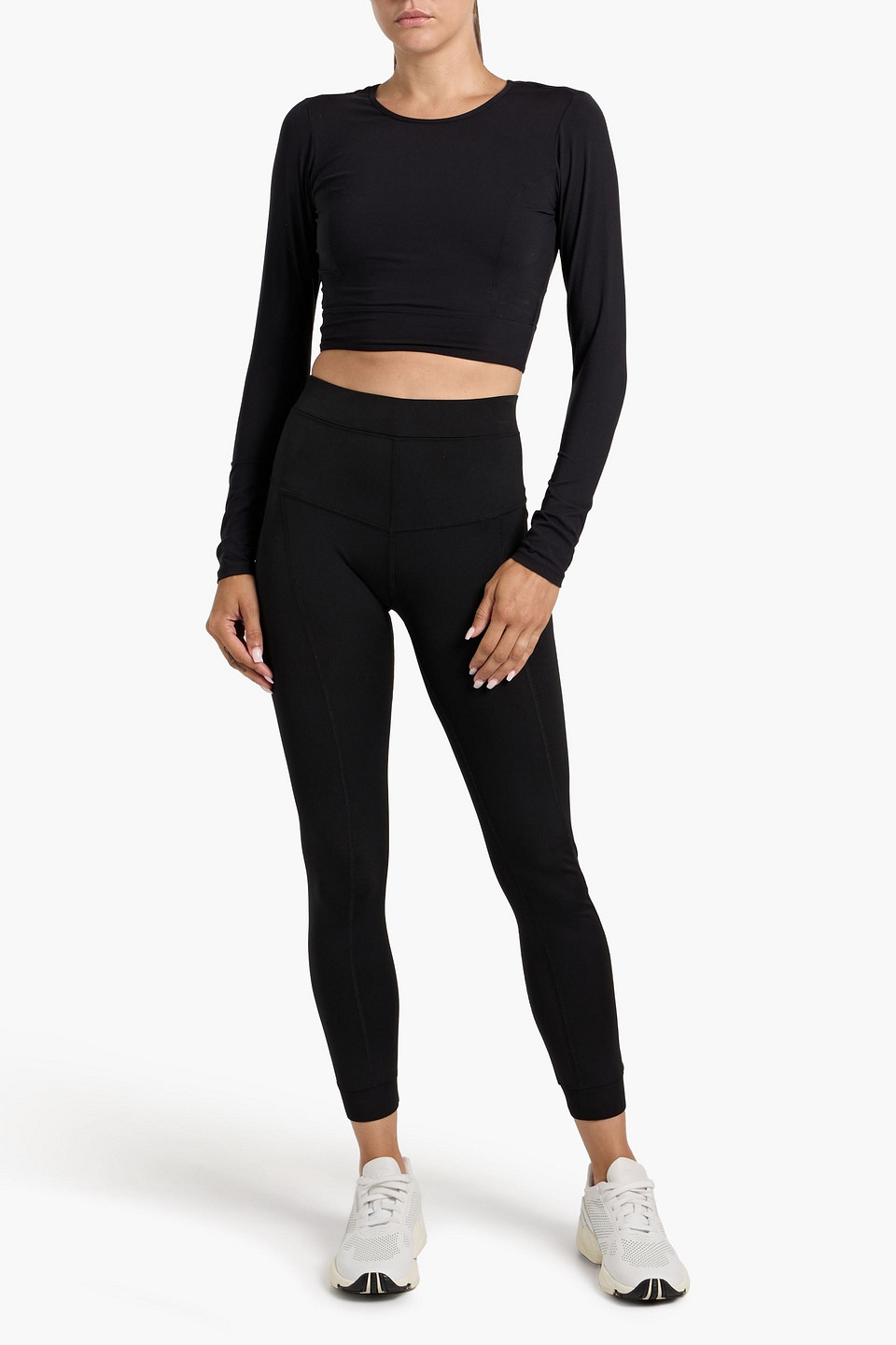 Tibi Cropped Scuba Leggings In Black