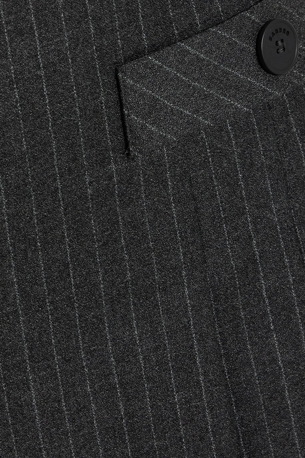 SANDRO Pleated pinstriped wool mini skirt