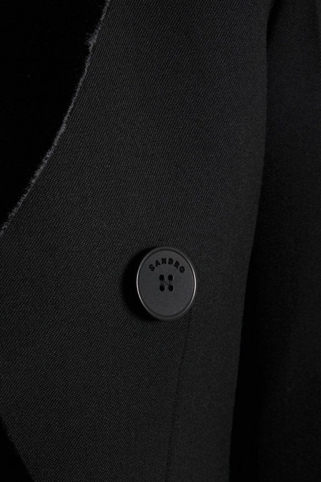 SANDRO Double-breasted velvet-trimmed twill blazer