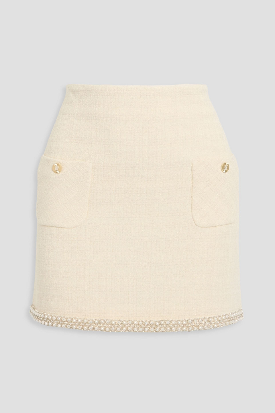 Sandro Embellished Tweed Mini Skirt In Neutral