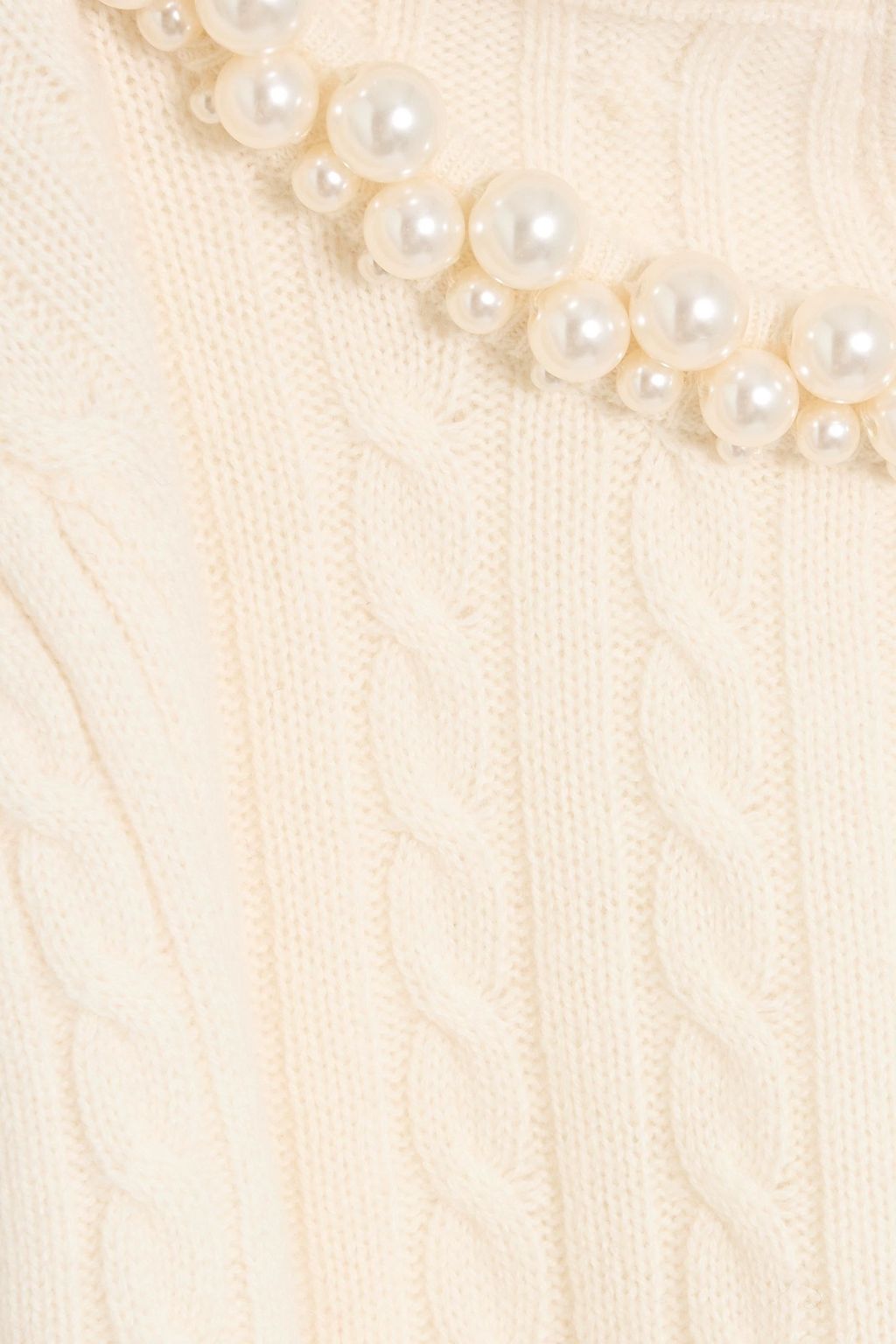 SANDRO Embellished cable-knit wool and cashmere-blend top